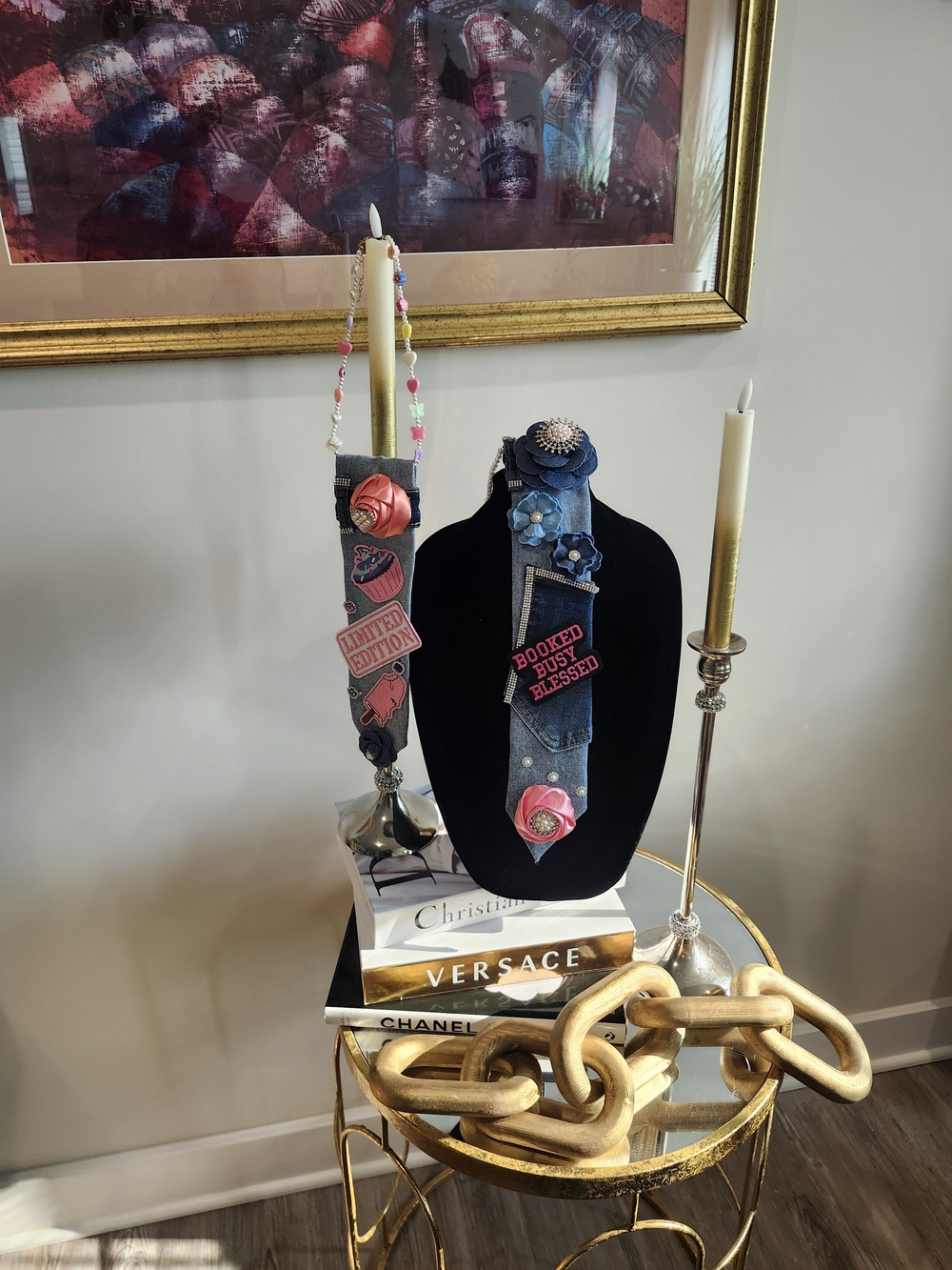 Denim Blue & Pink Mommy & Me Decorative Statement Tie